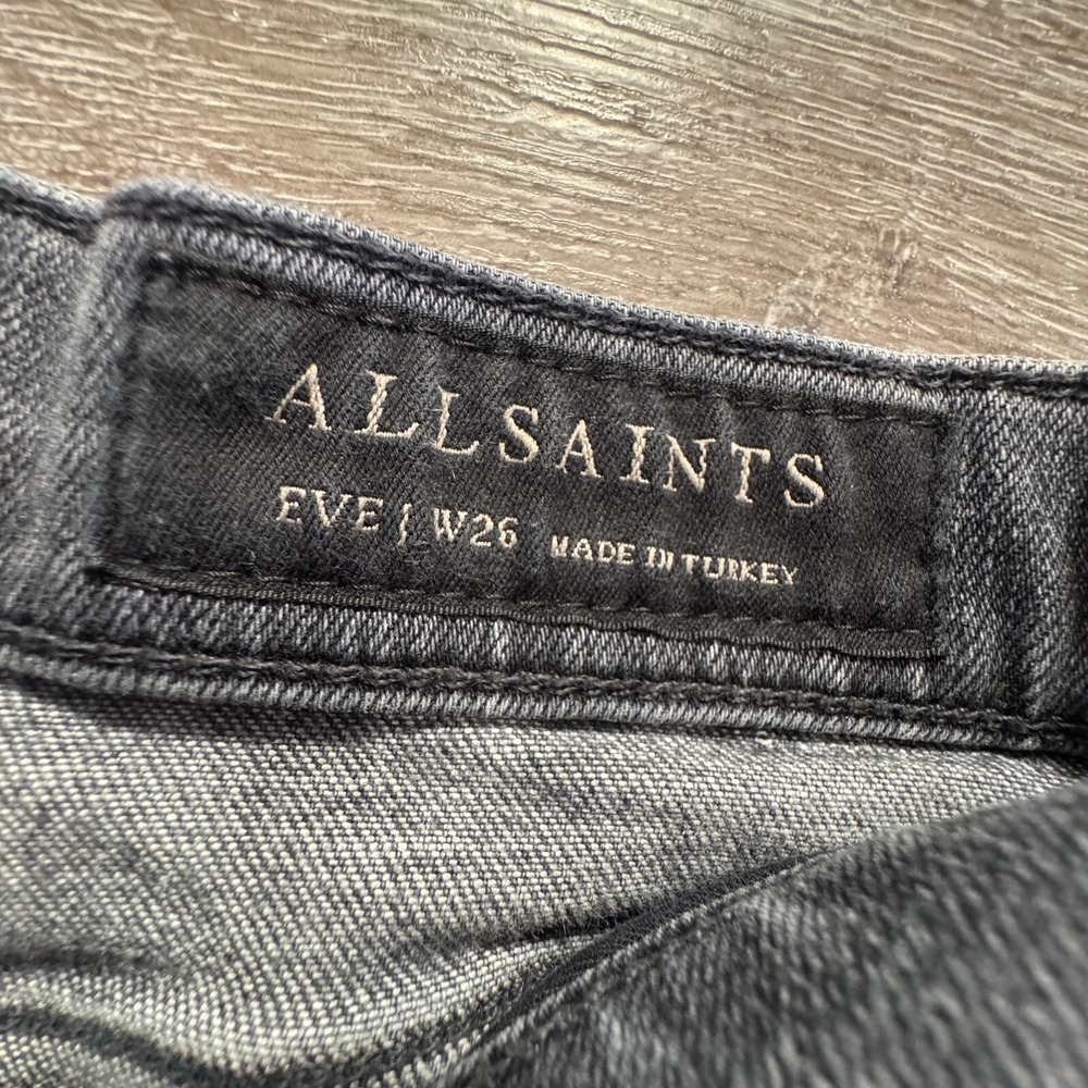 AllSaints Jeans Womens‎ 26 Gray Denim Eve Super Skinny 26x27 Cotton Stretch - Picture 4 of 11